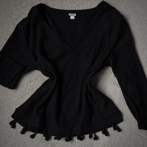Casual Black Ball Long Sleeve Top 🖤